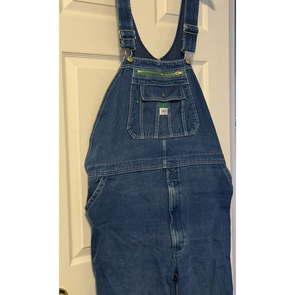 Liberty Mens Denim Bib Overalls 46x32 Blue Workwear Carpenter 100% Cotton - Picture 4 of 13